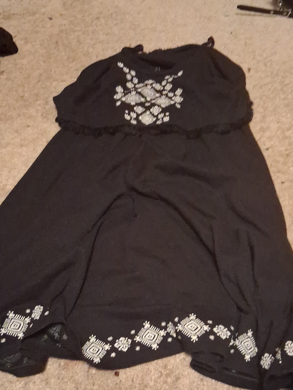 The Children's Place Black Tank Tunic with White Embroidery